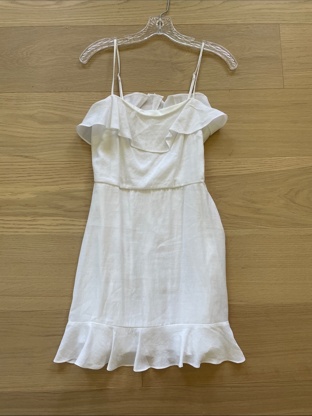 White Ruffle-Trim Spaghetti Strap Dress